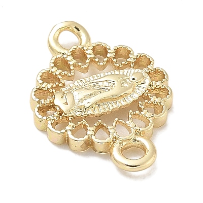Rack Plating Brass Flat Round Connector Charms KK-L224-095G-01-1