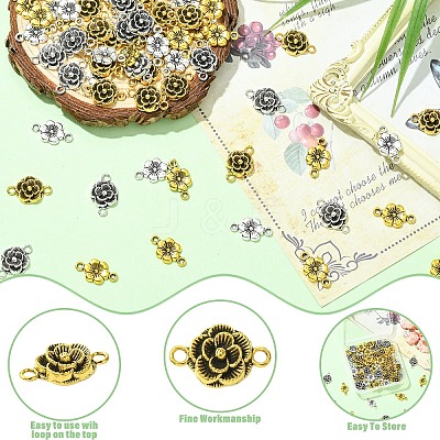 80Pcs 4 Styles Tibetan Style Links/Connectors TIBEB-YW0001-39-1