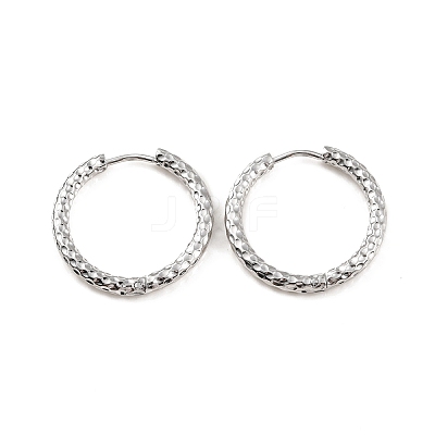 Non-Tarnish 304 Stainless Steel Grooved Hoop Earrings EJEW-M218-01C-P-1