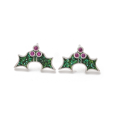 Brass Micro Pave Cubic Zirconia Stud Earrings EJEW-Q015-08P-1