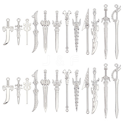 24Pcs 12 Style Rack Plating Alloy Pendants PALLOY-OC0002-97-1