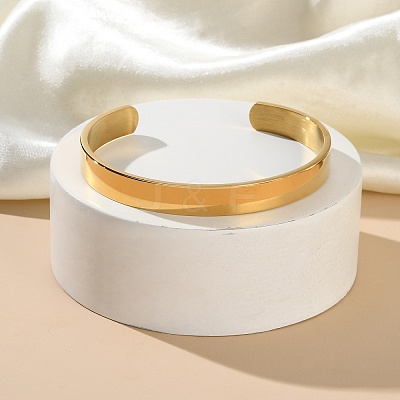 304 Stainless Steel Plain Cuff Bangles for Women BJEW-P344-01B-G-1