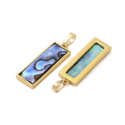 Rack Plating Natural Paua Shell Pendants KK-E059-14G-1