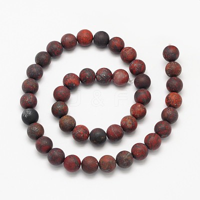 Frosted Round Natural Brecciated Jasper Beads Strands G-N0166-47-8mm-1