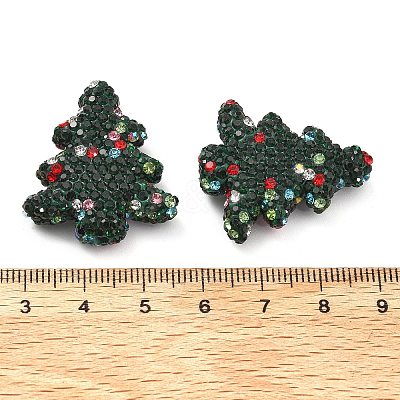 Christmas Tree Polymer Clay Rhinestone Beads CLAY-NH0001-14H-1