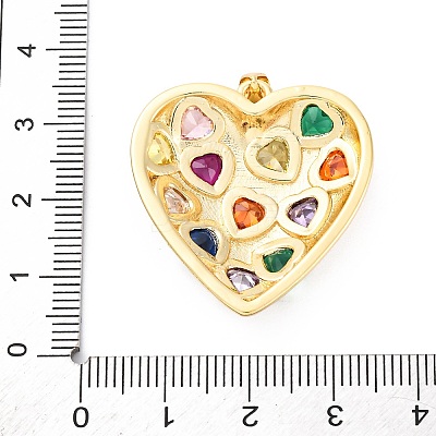 Brass Micro Pave Cubic Zirconia Pendants X-KK-D325-30G-1