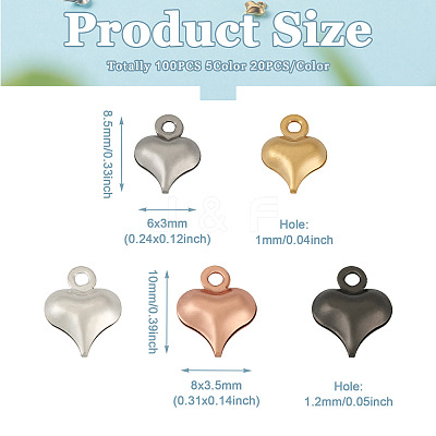 100Pcs 5 Color Stainless Steel Pendants STAS-BT0001-14-1