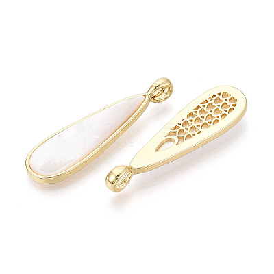 Natural White Shell Pendants X-KK-T073-65B-1
