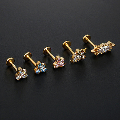 G23 Titanium Micro Pave Clear Cubic Zirconia Internally Threaded Labrets WGA56E5-01-1