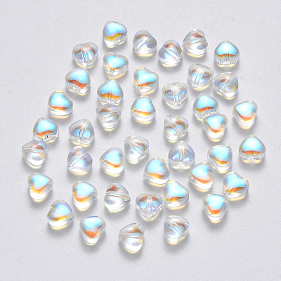 Transparent Spray Painted Glass Beads GLAA-R211-02-D02-1