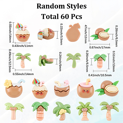60Pcs Opaque Resin Cabochons CRES-SC0003-36-1