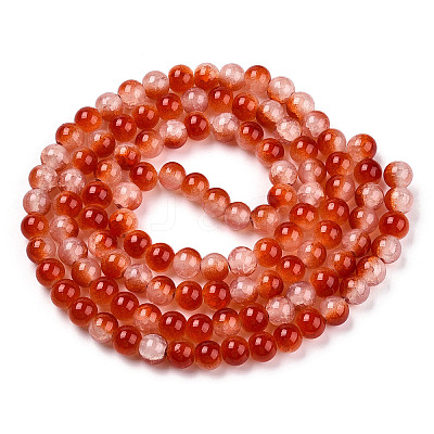 Crackle Baking Paint Imitation Jade Glass Beads Strands DGLA-T003-8mm-10-1