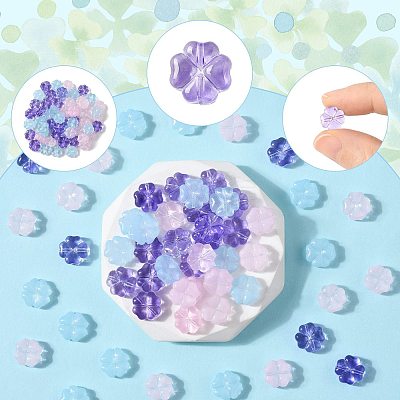20Pcs Transparent Spray Painted Glass Beads GLAA-FS0002-40A-1