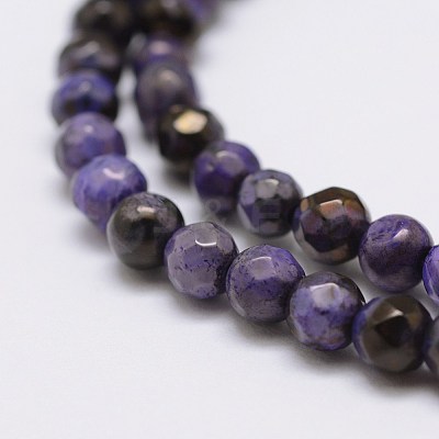 Faceted Natural Fire Crackle Agate Beads Strands X-G-F447-4mm-A11-1