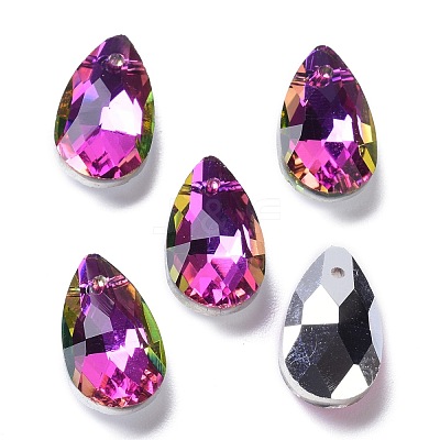Faceted Teardrop Glass Pendants GLAA-O008-A23-1