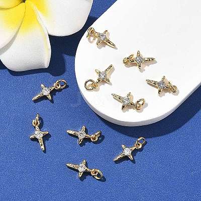 SHEGRACE Brass Micro Pave Clear Cubic Zirconia Pendants XGRQ2O697-453G-1