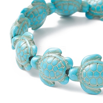 Dyed Synthetic Sea Turtle Beaded Stretch Bracelets for Women BJEW-JB09934-01-1