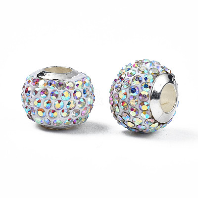 Handmade Polymer Clay Rhinestone European Beads RB-N053-001-11-1
