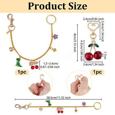 2Pcs Alloy Enamel & Resin Bag Strap and Pendant Decorations HJEW-OC00343-1
