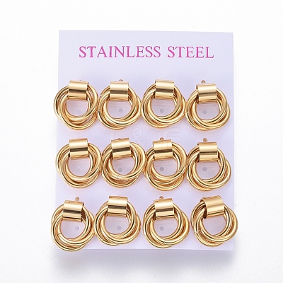 304 Stainless Steel Stud Earrings EJEW-L241-03G-1