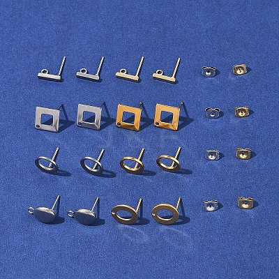 16Pcs 8 Styles 304 Stainless Steel Stud Earring Findings STAS-FS0001-84-1