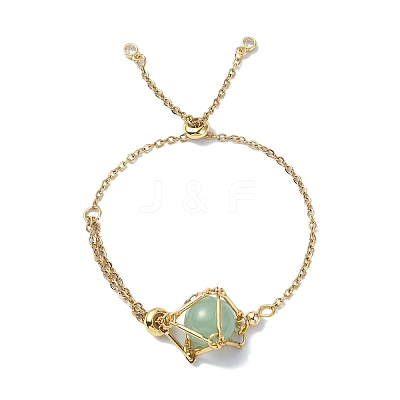 Adjustable Brass Macrame Pouch Bracelet Making for Stone Holder AJEW-JB01192-01-1