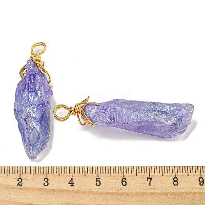 Electroplated Raw Rough Natural Quartz Crystal Big Pendants G-A229-02G-06-1