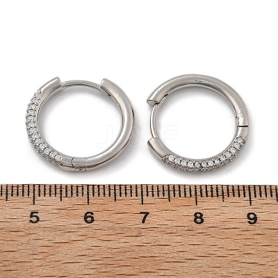 Brass Micro Pave Cubic Zirconia Huggie Hoop Earrings LS-EJEW-K083-36P-B-1