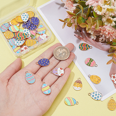 48Pcs 12 Style Alloy Enamel Pendants ENAM-SC0002-99-1