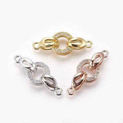 Brass Micro Pave Cubic Zirconia Fold Over Clasps KK-P164-12-1