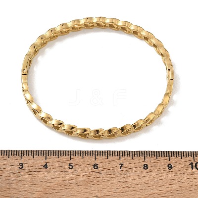 304 Stainless Steel Twisted Chain Hinged Cuff Bangles SA-CBAB92B-11G-1