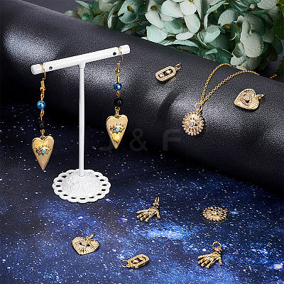 10Pcs 5 Style Brass Micro Pave Clear Cubic Zirconia Pendants FIND-SC0002-59-1