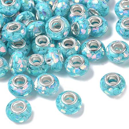 Transparent Resin Rondelle European Beads RESI-S023-09-1