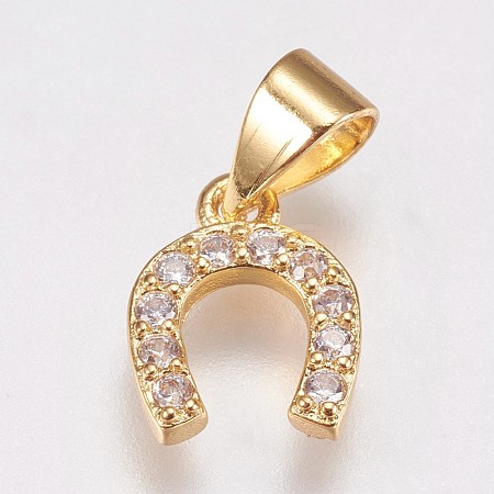 Brass Micro Pave Cubic Zirconia Charms X-ZIRC-E145-27G-1