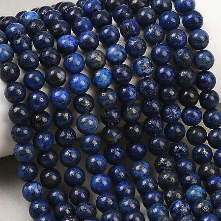 Dyed Natural Grade AA Lapis Lazuli Round Bead Strands G-M290-6mm-AA-1