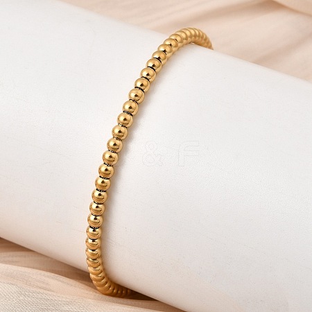 304 Stainless Steel Round Beaded Bangles for Women BJEW-D436-01G-1