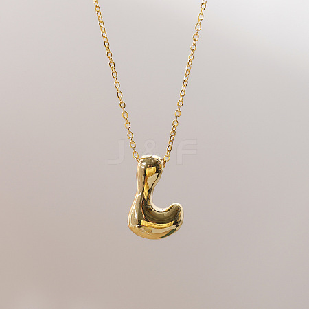 Brass Chunky Initial Pendant Necklaces WG97A63-12-1