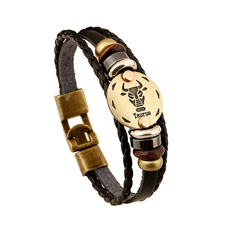 Braided Cowhide Cord Multi-Strand Bracelets LS-PW-WG49322-06-1