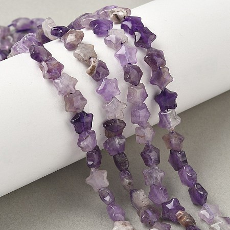 Natural Amethyst Star Beads Strands G-Z080-A04-1