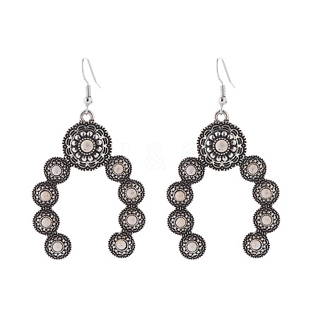 Alloy Synthetic Turquoise Arch Dangle Earrings FS-WG5C75B-01-1