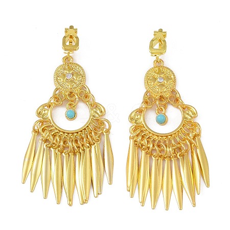 Bohemia Zinc Alloy Rhinestone & Resin Clip-on Earrings LS-EJEW-C089-03G-1
