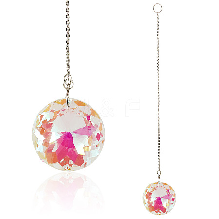 1Pc Transparent Glass Hanging Suncatchers AJEW-TADJ0001-02B-1