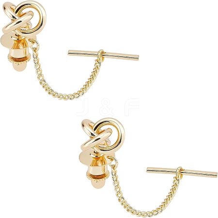 2Pcs Brass Knot Shape Tie Tack Clutch FIND-FG0001-68G-1