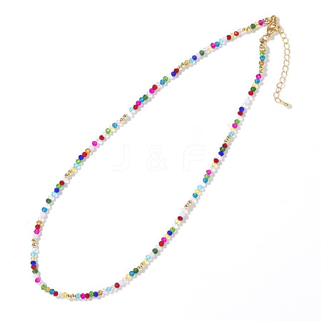 Colorful Glass Beaded Necklaces Sweet Cute Girl Style Collarbone Chain Accessory RR5897-1