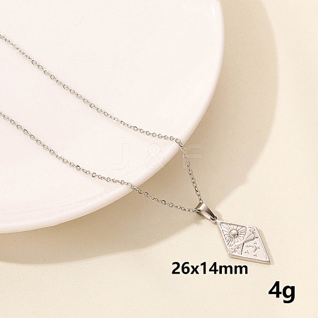 Stainless Steel Rhombus Pendant Necklaces LL9510-9-1