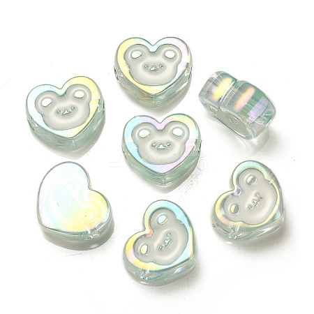 UV Plating Rainbow Iridescent Acrylic Enamel Beads OACR-G012-10D-1