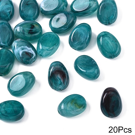 20Pcs Oval Imitation Gemstone Acrylic Beads OACR-YW0002-48D-1