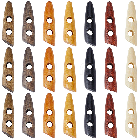 56Pcs 7 Colors 2-Hole Wood Buttons BUTT-GF0004-26-1
