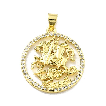 Rack Plating Brass Micro Pave Cubic Zirconia Pendants KK-D359-33G-1