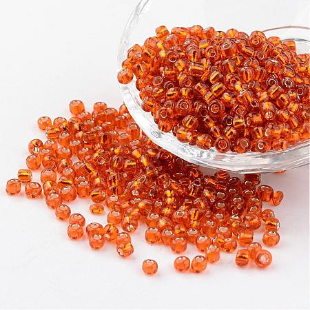 6/0 Round Silver Lined Round Hole Glass Seed Beads X-SEED-A005-4mm-29B-1